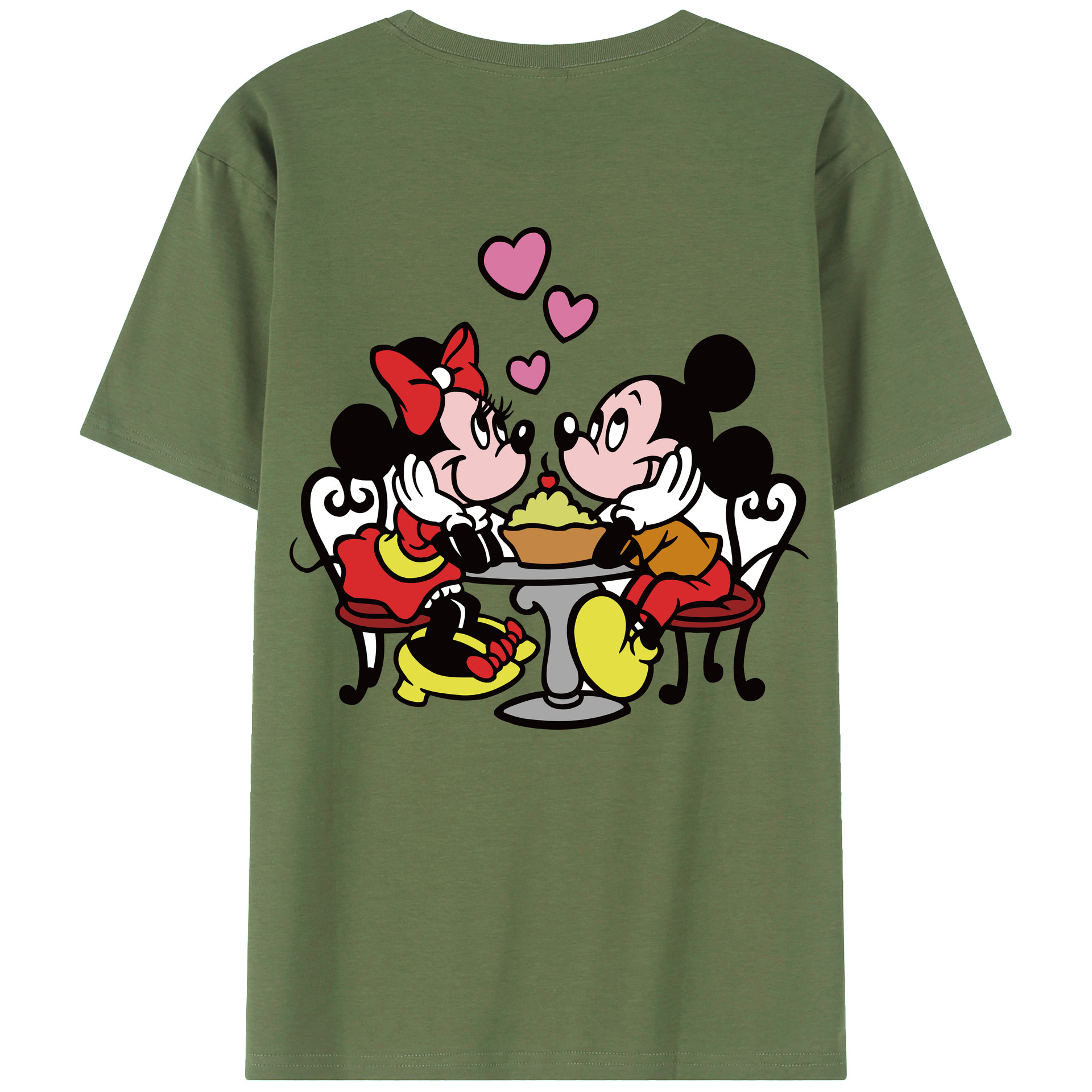 ミッキーマウス Mickey Mouse 綿100％ メンズ半袖Tシャツ（バックプリント） 通気性